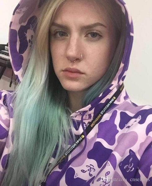

rip-ndip men's designer hoodie full body cat camouflage printing brand hoodie luxury sweatshirt men and women quality clothing, Black