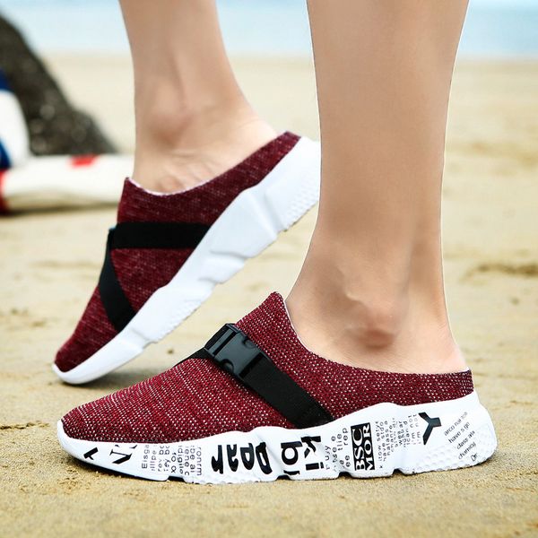 

lizeruee size 46 summer men slippers men shoes summer sandals lightweight slides footwear mens beach slippers cs02, Black
