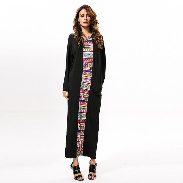 

2020 muslim robe marc westerly bat long sleeve easy longuette, Black;gray