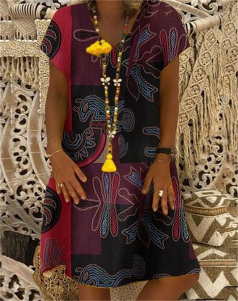 

length clothing 20ss v neck short sleeve dress patchwork designer natural waist dress casual womens knee, Black;gray