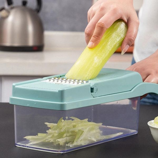 

8Pcs Manual Blade Set Manual Fruits Vegetables Slicer Cutter with Cleaning Brush Storage Box Kitchen Tools Potato Garlic Peeler