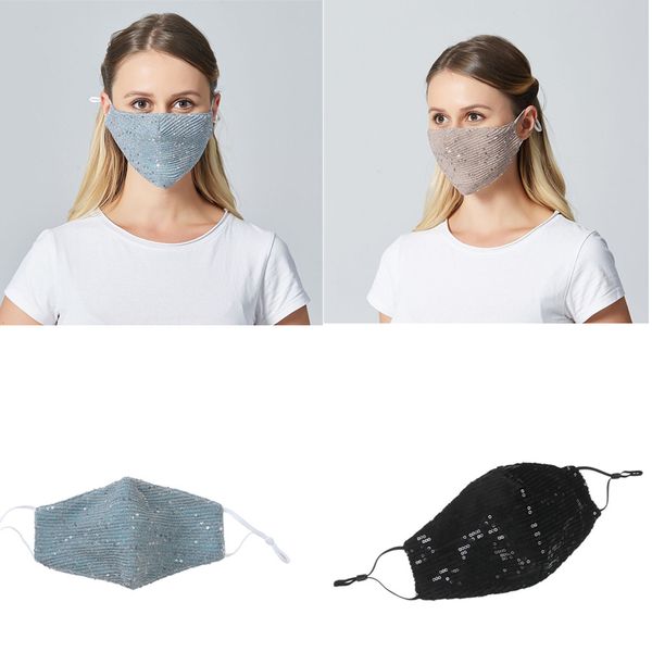 

sequins fashion ice silk bling 3d washable designer face masks pm2.5 face care shield face cover masks mouth