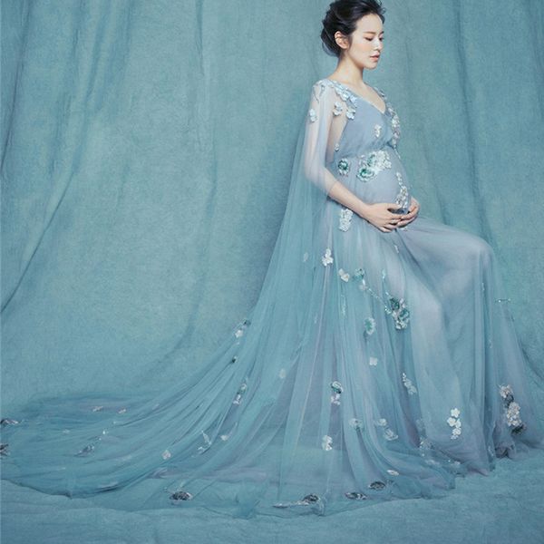 

pregnant mother dress maternity pgraphy props baby shower gift pregnancy lace dress clothes for pregnant p shoot custome, White