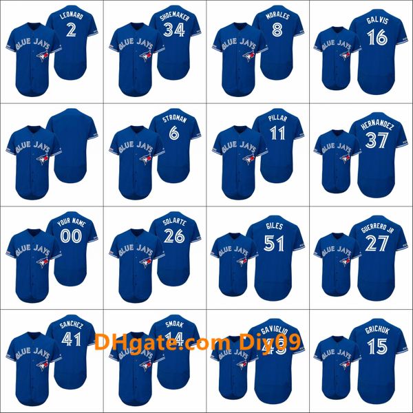 

torontoblue jays men #6 marcus stroman 11 kevin pillar 27 vladimir guerrero jr. women youth authentic flex base custom jerseys, Black