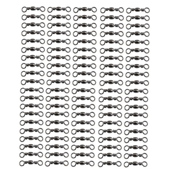 

100pcs rolling barrel swivel, metal ball bearing swivels connector with solid rings