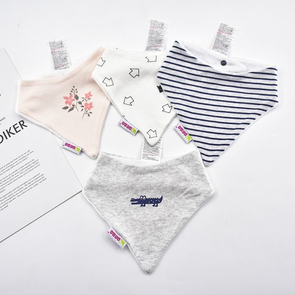 

baby bibs cotton bandana bibs soft triangle towel feeding baby newborn burp cloths cartoon girls boys stuff, Slivery;white