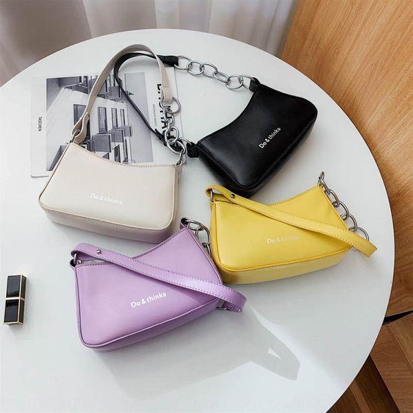 

new women's korean style girl shoulder shoulder bag letter chain armpit bag, White