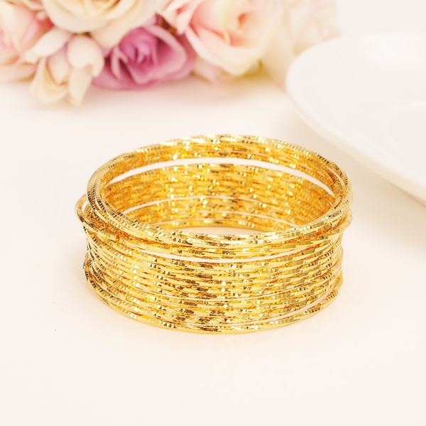 

15 pc 24k gold women gold big dubai bride wedding ethiopian bracelet africa bangle arab jewelry charm girls india anklet, Black