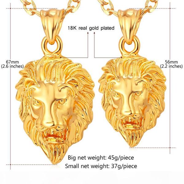 

new vintage big classical lion head pendants 18k real gold plated choker necklace floating charms jewelry wholesale, Silver