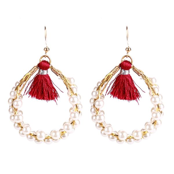 

eh7512 exaggerated alloy cotton tassel multi-layer woven mesh earrings women's new fashion, Golden
