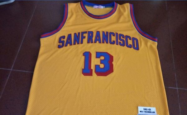 

пользовательские мужчины молодежные женщины 13 sanfrancisco 1962-63 уилт чемберлен college basketball джерси размер s-6xl или настраиваемое, Black