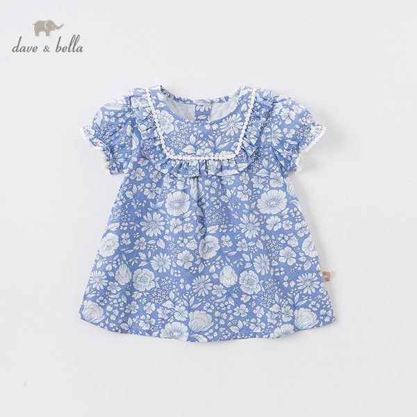 

dbm13723 dave bella summer baby girl's cute floral print ruched dress children fashion party dress kids infant lolita clothes t200709, Red;yellow