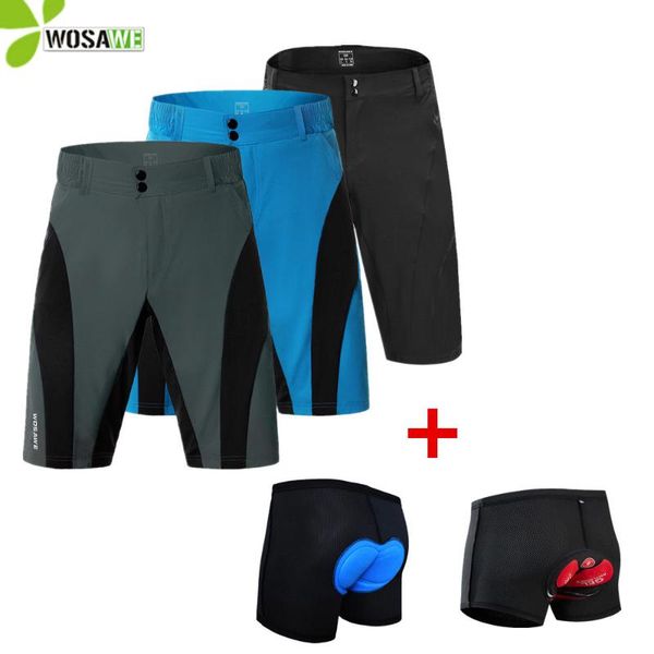 

wosawe men cycling shorts gel padded bicycle bike clothing loose maillot ciclismo downhill anti-sweat underwear