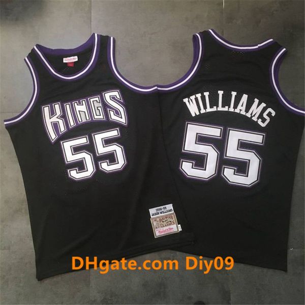 

jason 55 williams sacramento throwback basketball road swingman jersey mitchell & ness hardwood classics jerseys, Black;red