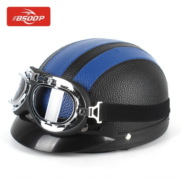 

bsddp little harley pu helmet equipped with protective warm goggles goggles sunshade men's and women's riding protective helmet wa
