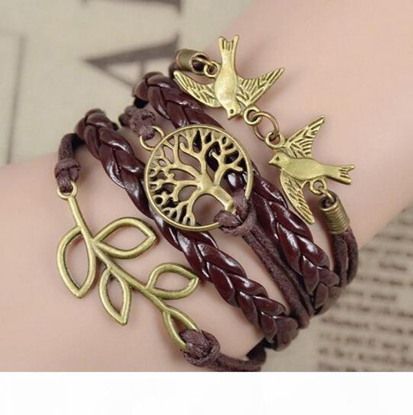 

o new arrival bracelet owl leaf blend bracelet charm friendship bracelet fb138 mix order 20 pieces a lot charm bracelets, Golden;silver