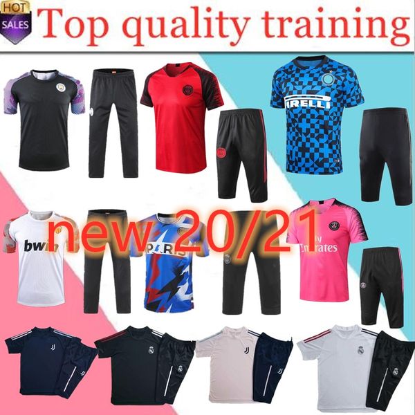 

new2020 2021 real madrid mens football short sleeve training suit real madrid 4/3 pants sportswear sets soccer tracksuit sets, Black