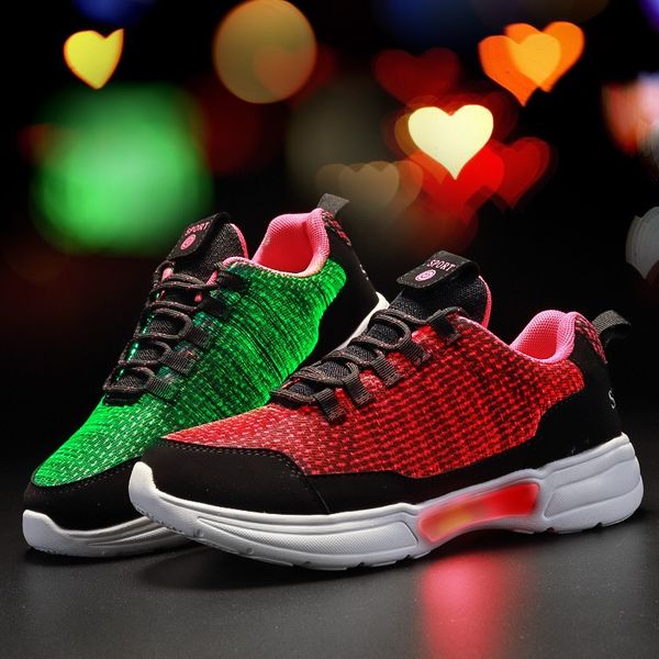 

size luminous casual casual size surface luminous shoes children rechargeable boys and girls breathable light shoes, Black