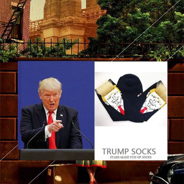 

быстрый президент доставка donald trump унисекс носки с 3d поддельные волос смешные печати взрослых средний длинные чулки мужчины женщины cr