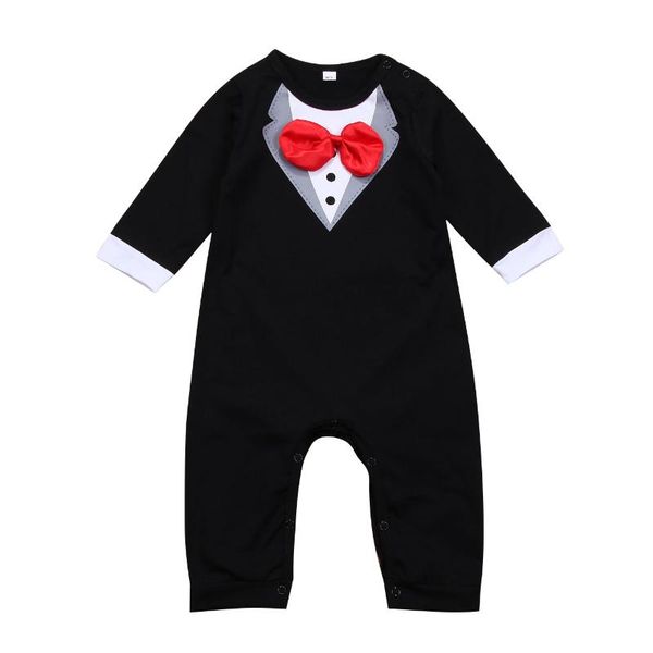 

0-24m baby bowtie rompers newborn baby clothing boys bowknot formal gentleman romper long sleeve patchwork cotton outfits, Blue