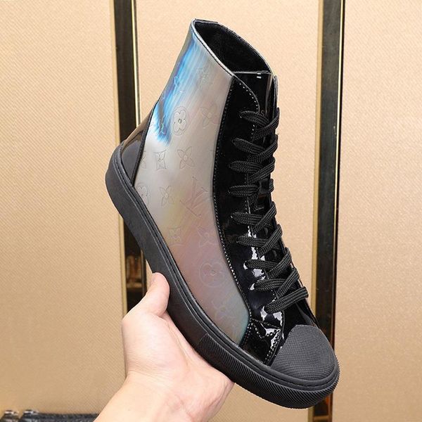 

new arrival tattoo sneaker boot mens shoes outdoor walking shoes high lace -up sports casual men boots fashion breathable sneakers, Black