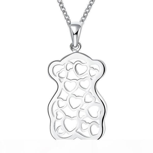 

k bear peach heart women 's sterling silver plate necklace ,fashion 925 silver pendant necklace with chains gn770