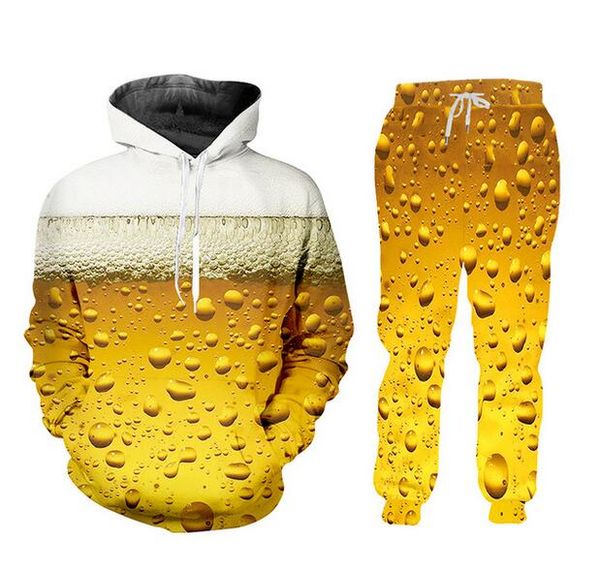 

2020 new fashion funny 3d print beer sweat suits sweatshirt+pants women/men joggers sportsuits 7xl, Gray