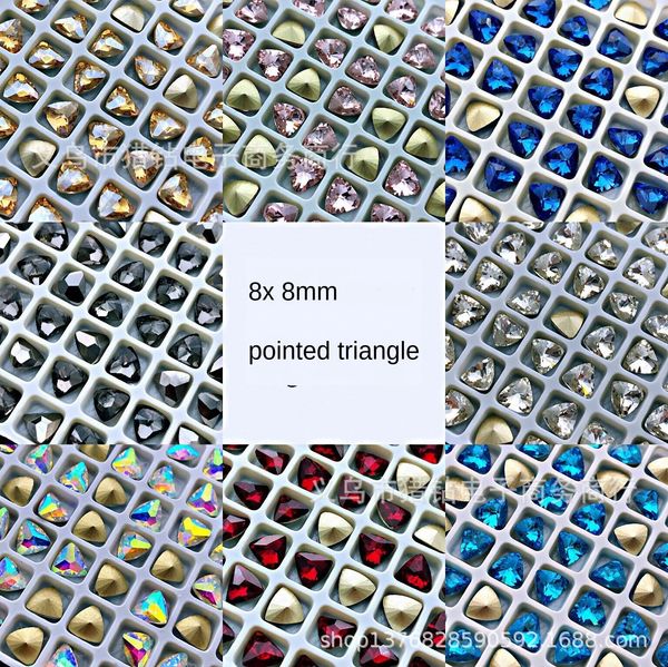 

5xf0f manicure pointed bottom special-shaped water nail rhinestone diamond kaleidoscope triangle k9 special-shaped diamond rhinestone pt, Silver