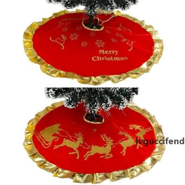 

78-90cm snow plush christmas tree skirt base floor mat cover merry tree ornament santa claus deer felt christmas tree home