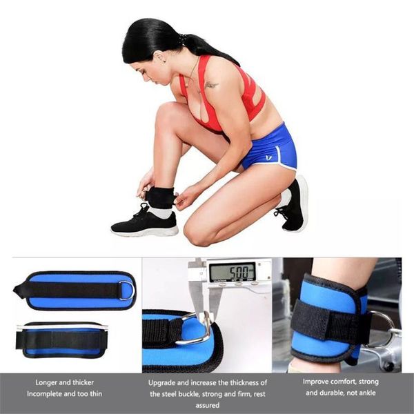 

ankle support crank protector fitness strap gym cable machine thigh weight exercise can enhance glue neoprene filled metal cuffs, Blue;black
