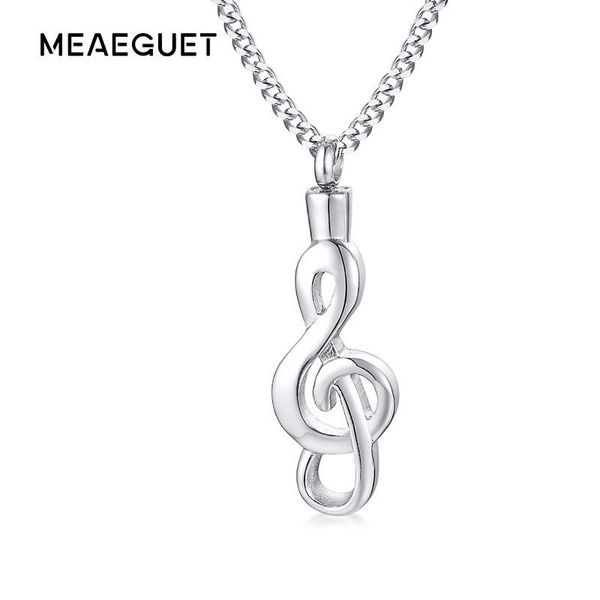 

music note necklace for women men treble clef charm music appreciation urn ash openable jewelry, Silver