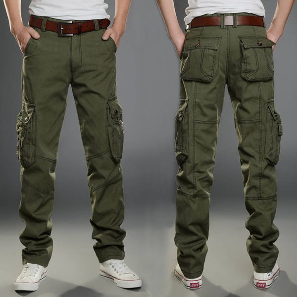 

green cargo pants men tactical pants multi-pocket trousers outdoor causal camouflage long loose army combat, Black