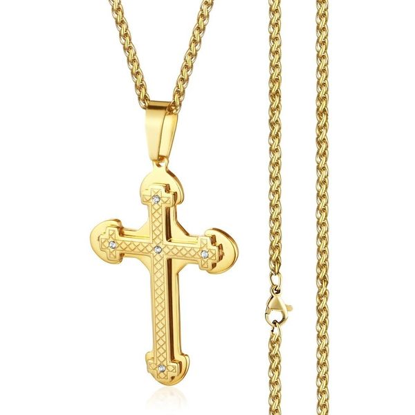 

gold stainless steel braided chains cross layers pendant necklaces prayer statement jewelry for women ing, Silver