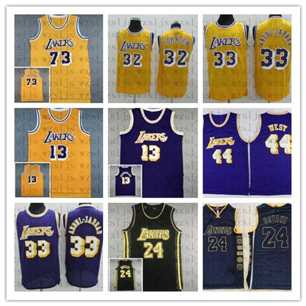 

men's basketball jersey rodman 73 johnson 32 jabbar 33 worthy 42 chamberlain 13 oneal 34 west 44 sports stitched jersey, Black;red