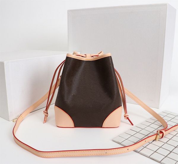 

designer luxury handbags shoulder women genuine brand bucket bag noe style classic mini purses leather purse bags icbkd, Red;black