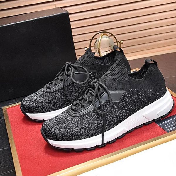 

prax 01 knit fabric sneakers mens shoes drop ship breathable footwears plus size lace -up sports men shoes herren sport, Black