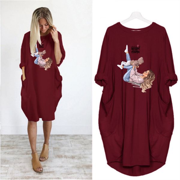 

women's diy dresses fashion summer crew neck t-shirt women's long sleeve loose casual dress women brief skirt 6 colors asian size, Black;gray