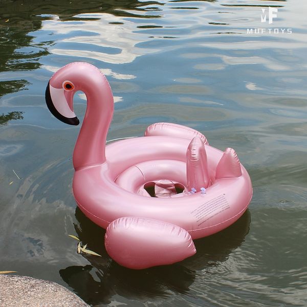 

qjt1j ins children's pvc toyrose gold flamingo swimming baby water ring ins children's inflatable pvc toy inflatable toy seat toyr