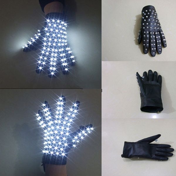 

new led luminous magic gloves dj ds party event supples stage performance props men mechanical dance gloves, Black;red
