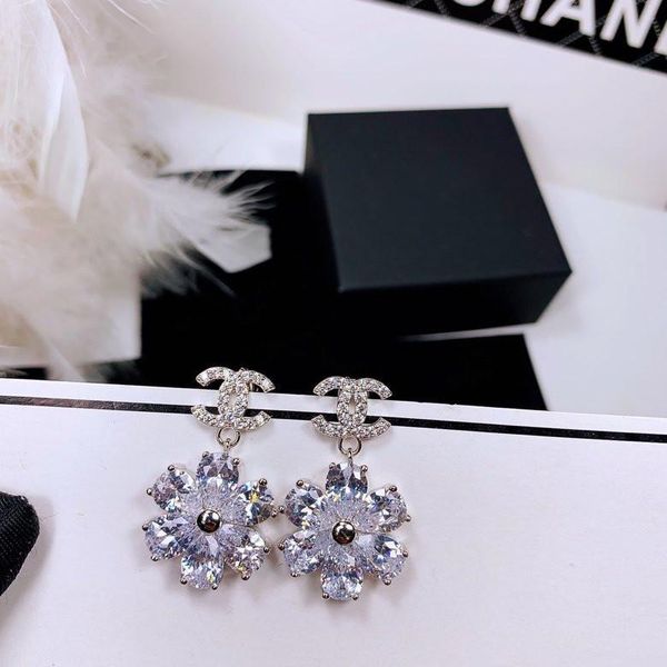 

crystal flower earrings selling jewelry 925 sterling silver needle earrings classic earrings for goddess jewelry supply, Golden