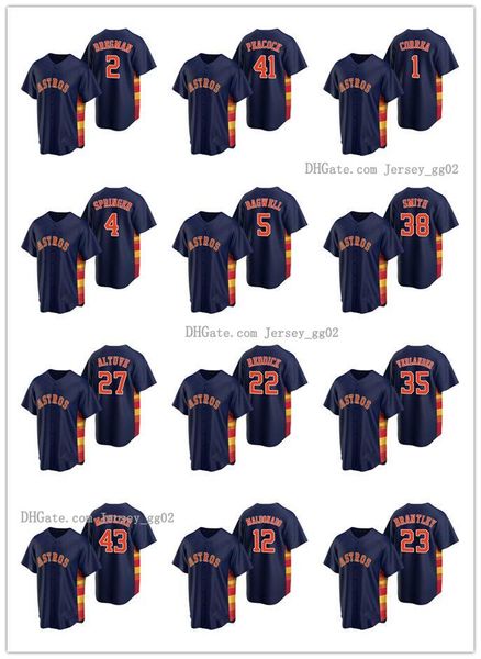 

houston astros men women youth 2 alex bregman 34 nolan ryan 2020 alternate baseball jersey, Black