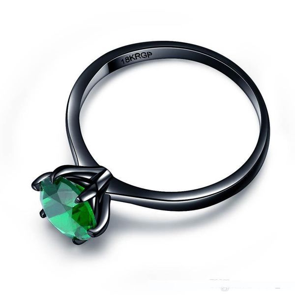 

2019 настройка античного красочных 7мм алмаз 6 зубца кольцо способ 18k black gold filled пасьянса обручальных колец для женщин, Golden;silver