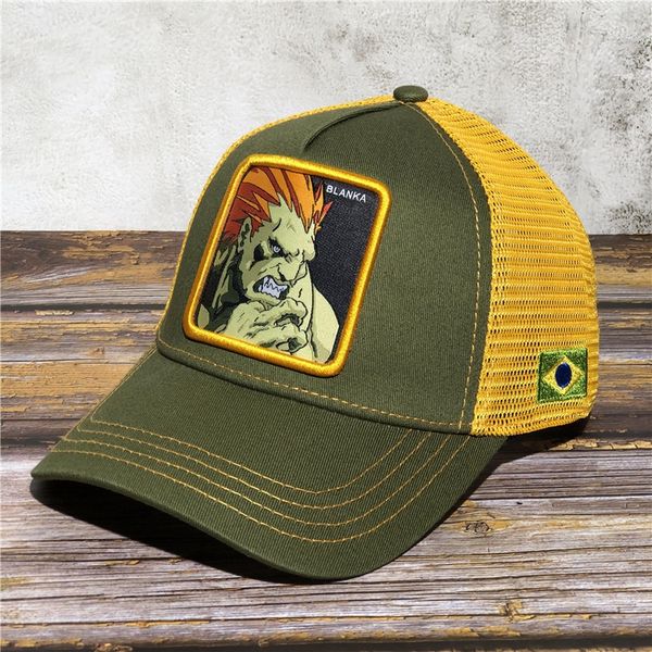

street fighter blanka branca hat game anime character baseball cap baseball cap, Blue;gray