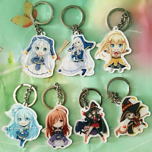 

1pcs anime keychain kono subarashii sekai ni shukufuku wo keychains akua konosuba keyring gift llavero pendant cute keychain, Silver