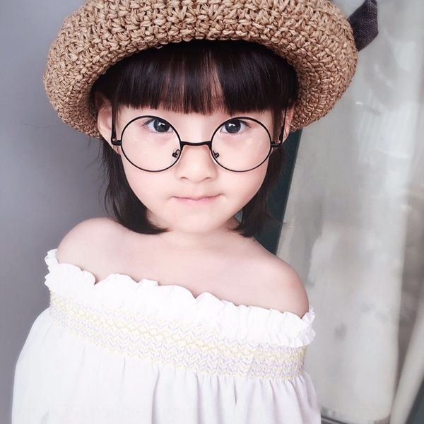 

harajuku round metal frame children's decorative plain glasses myopia crown glasses, Blue