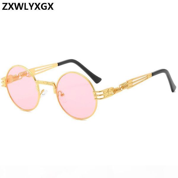 

round metal steampunk sunglasses men women fashion glasses designer retro vintage sunglasses uv400 gafasdr3573, White;black