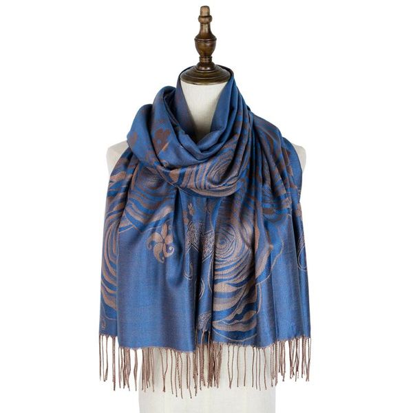 

amice jacquard scarf rayon fringe floral ladies wraps shawls scarves women cape scarf tippet capelet vimpa neckerchief, Blue;gray