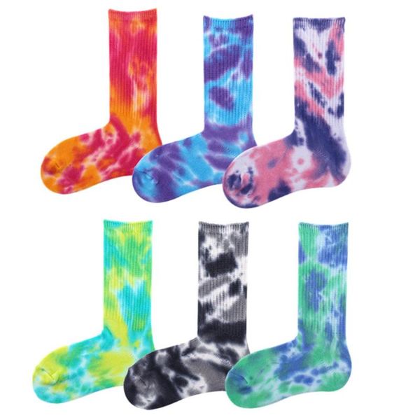 

men novelty colorful tie-dyeing skateboard socks.cotton harajuku hiphop socks sox ethnic couple long sock meias, Black