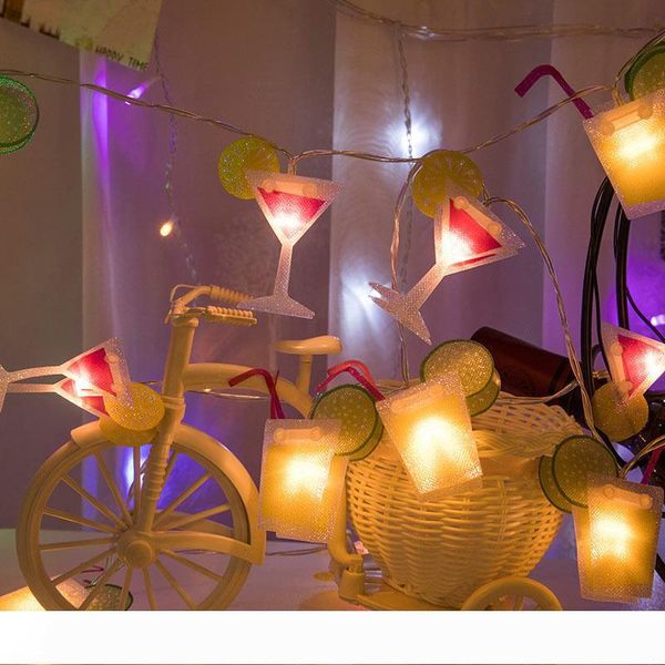 

brelong new bar atmosphere color light string battery box decorative wine glass shape christmas lights
