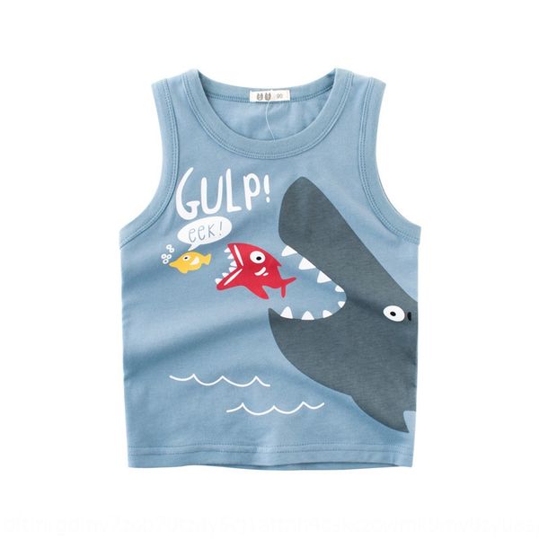 

vest wear new sleeveless sling cartoon printed cotton sling clothing children's clothing baby children's wear, Blue